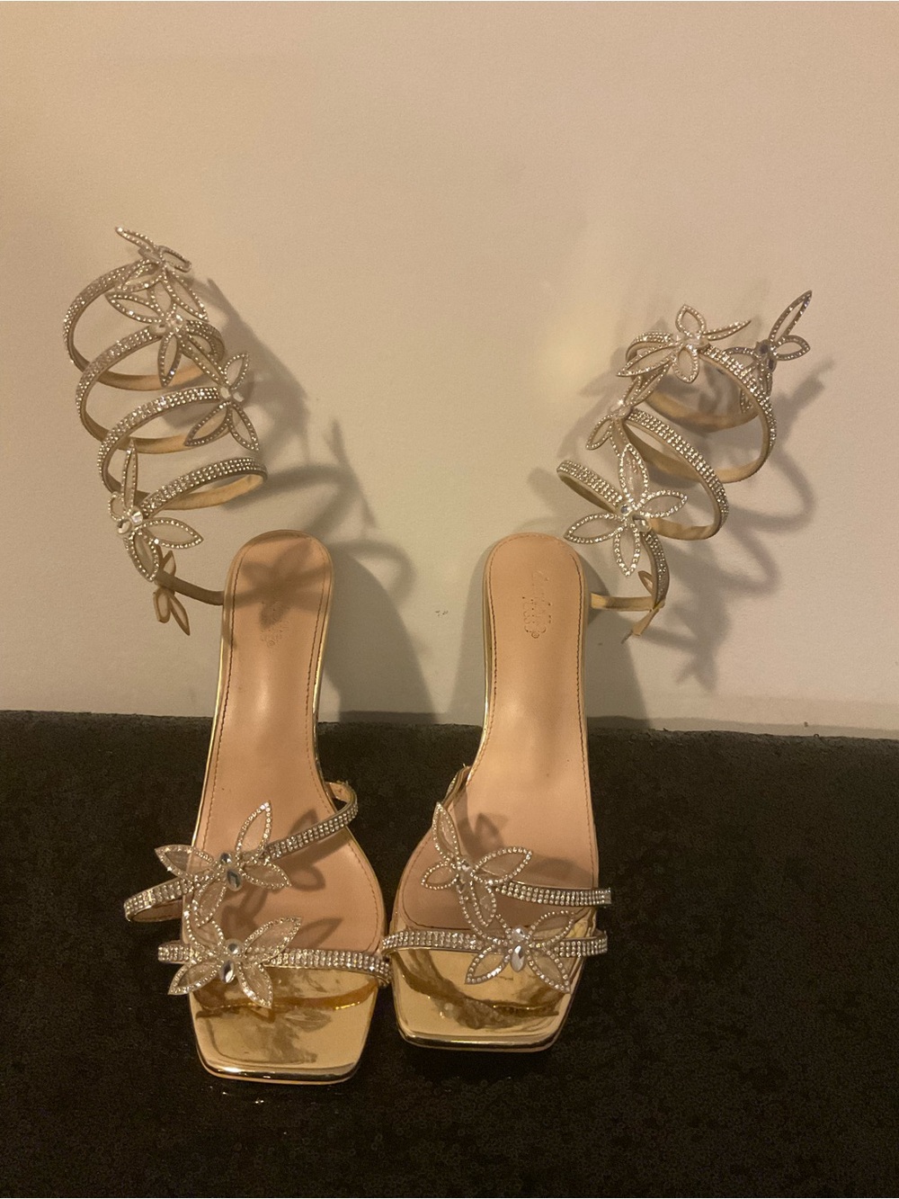 Gold Butterfly Gladiator Heeled Sandals - Picture 3 of 3